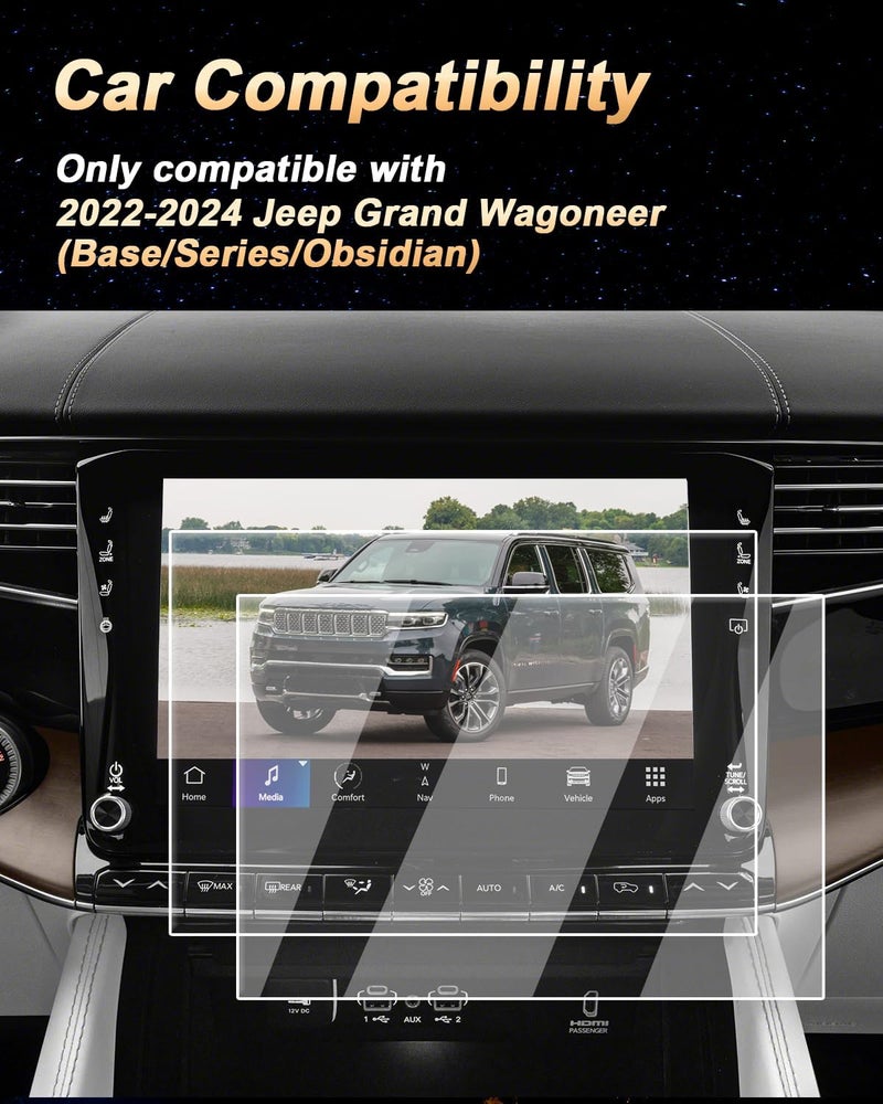 EcoZen Screen Protector 2 Pcs For 2022-2025 Jeep Grand Wagoneer - 12-Inch Nano-film Navigation Screen Protector For 2022-2025 Grand Wagoneer(Base/Series/Obsidian) Accessories - HD Clear & Easy to Install - Image 2